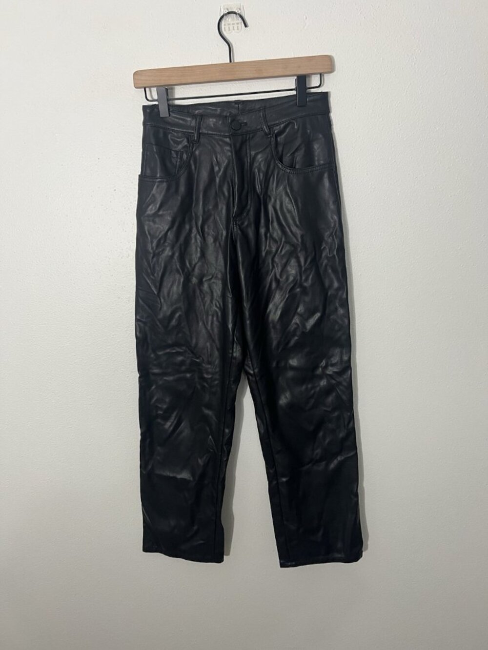 Fleur Du Mal Black Faux Leather Pants Size 4 Straight Leg